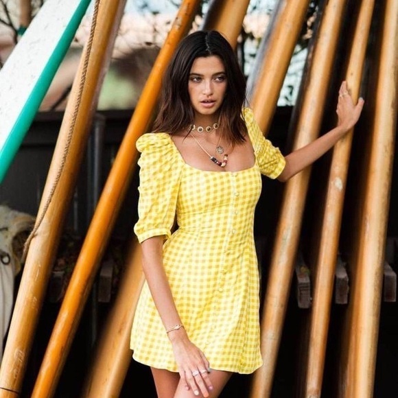 Vanessa Mooney Dresses & Skirts - NWT Vanessa Mooney “The Cherry Dress” in Yellow Plaid - Size XS